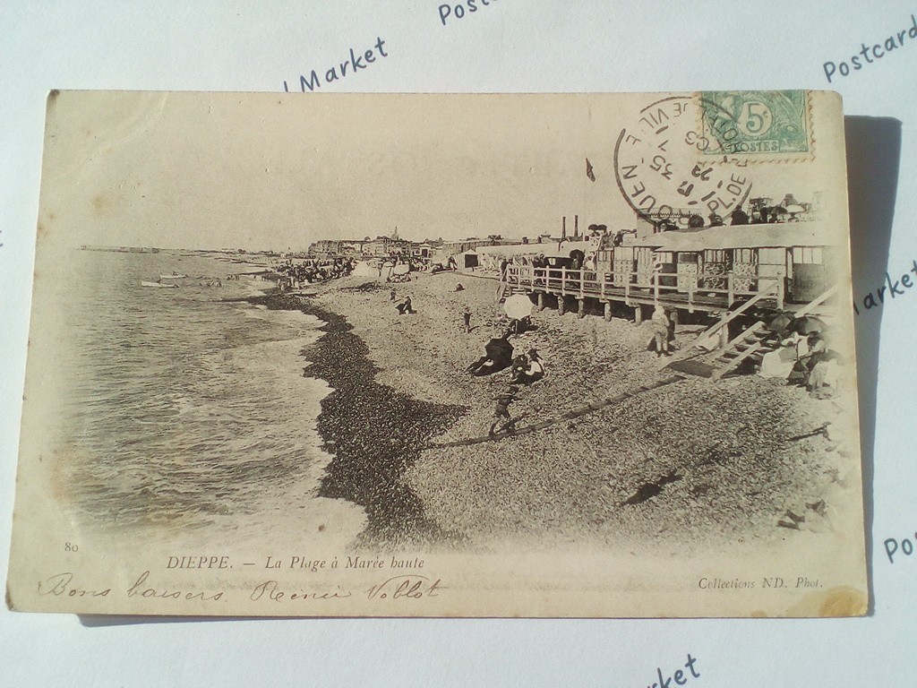 /France/Dieppe/FR_place_1906_Dieppe. Plage a Maree haute.jpg